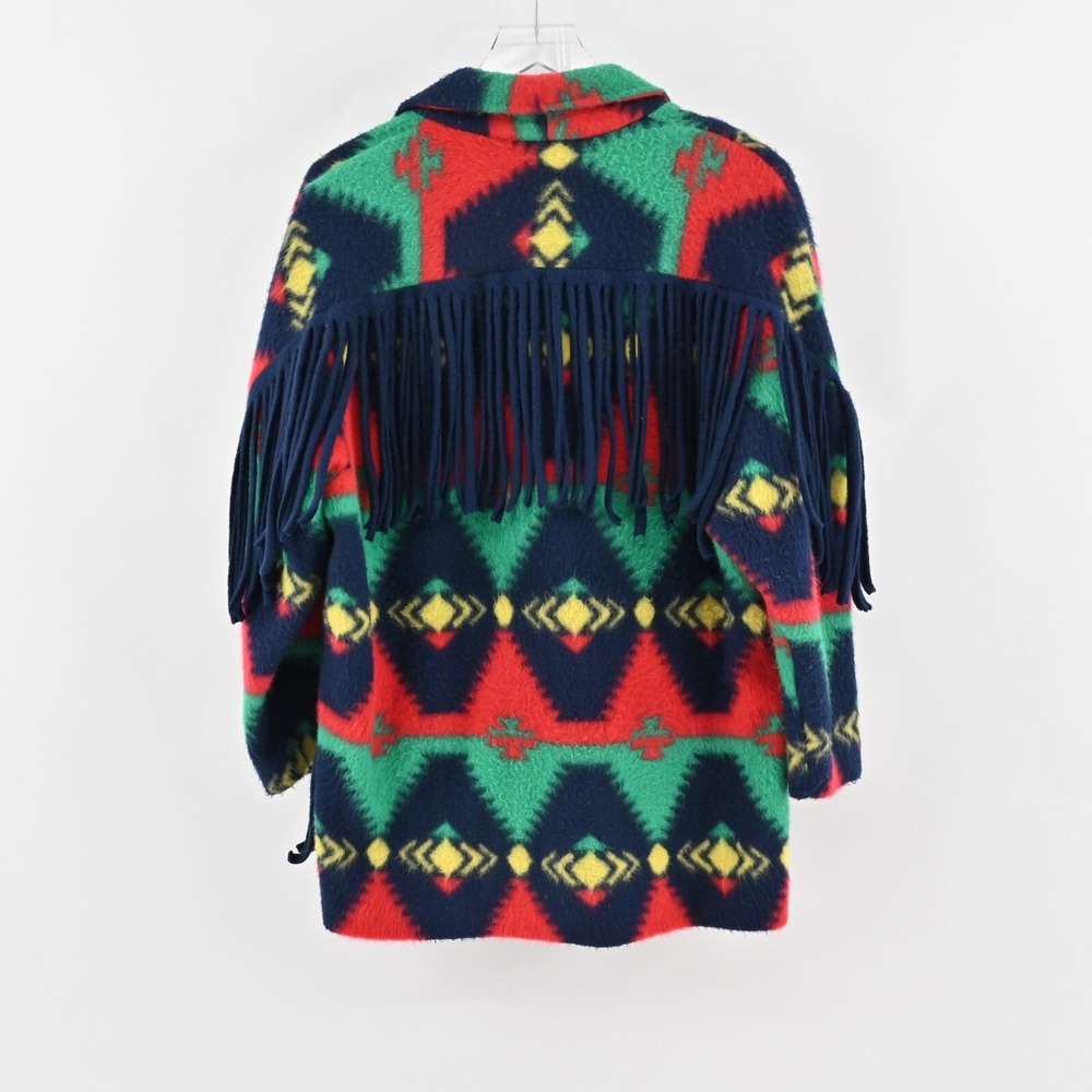 Vtg WESTBOURNE Jacket Womens Size‎ XXL Southwestern Print Fleece Fringe Coatigan - Picture 4 of 12